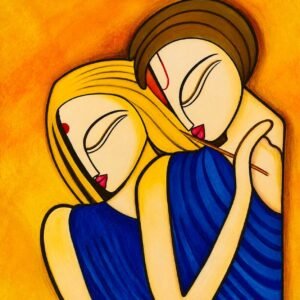 Radha Krishna in Gold and Blue
